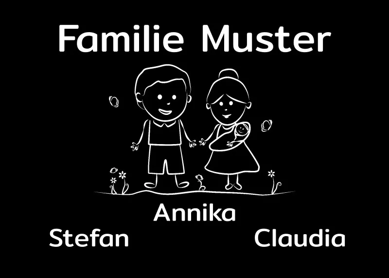 Personalisierte Fußmatte Pärchen mit Hund und Katze schwarz 70 x 50 cm