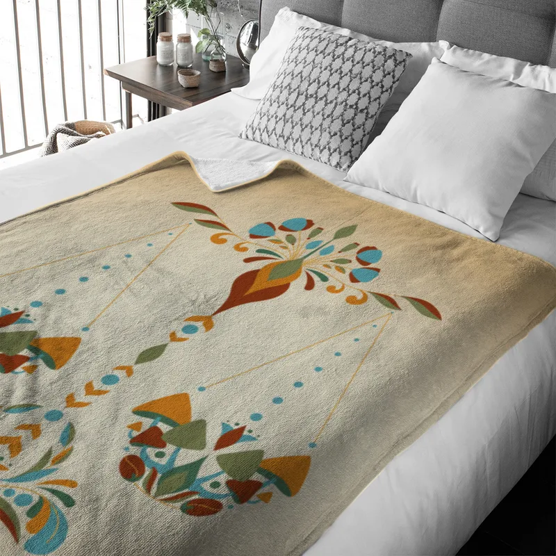 Sternzeichen Wohndecke Wassermann floral mit Namen personalisierbar