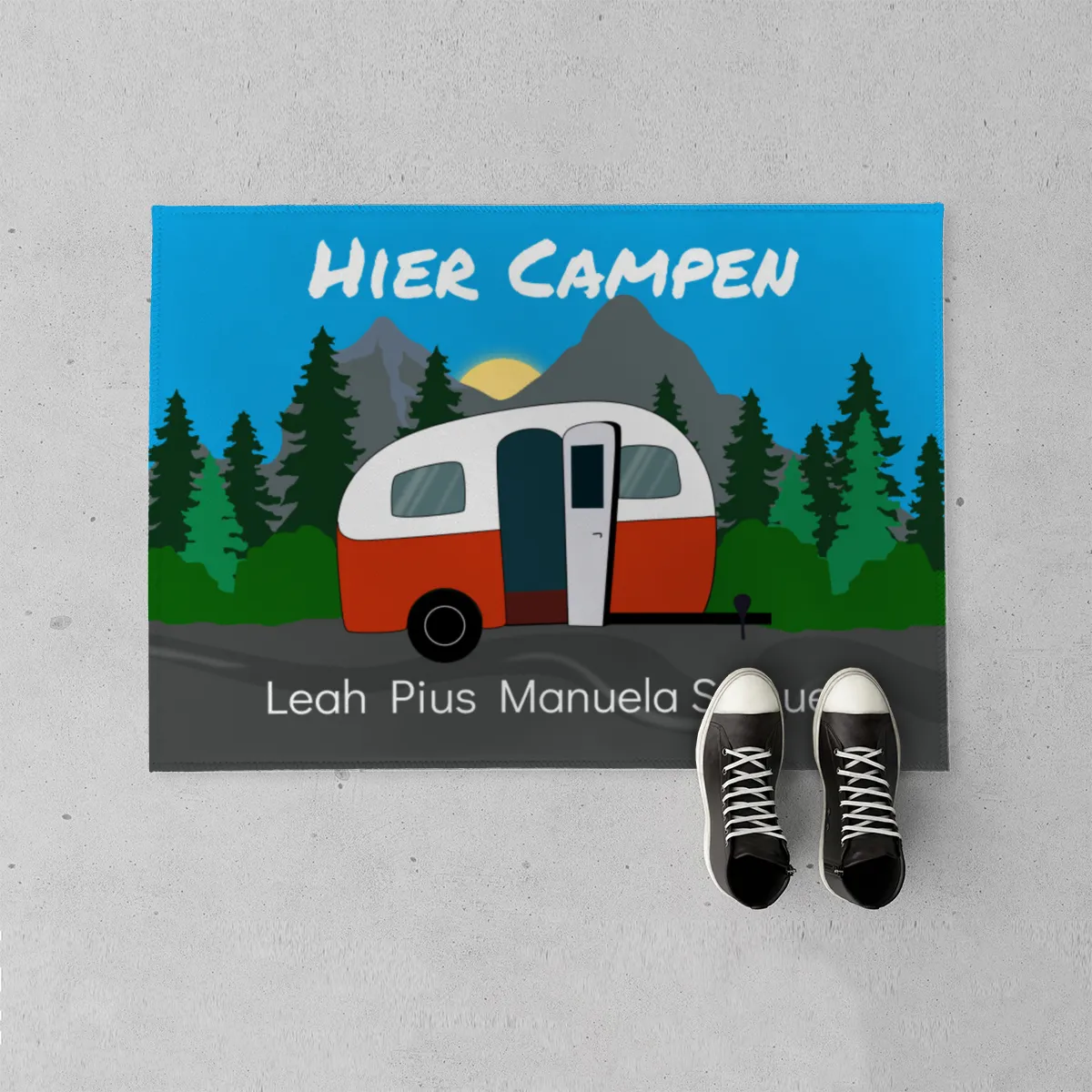 Camper Fußmatte mit Namen - Geschenkidee Camping, Geburtstag, Urlaub