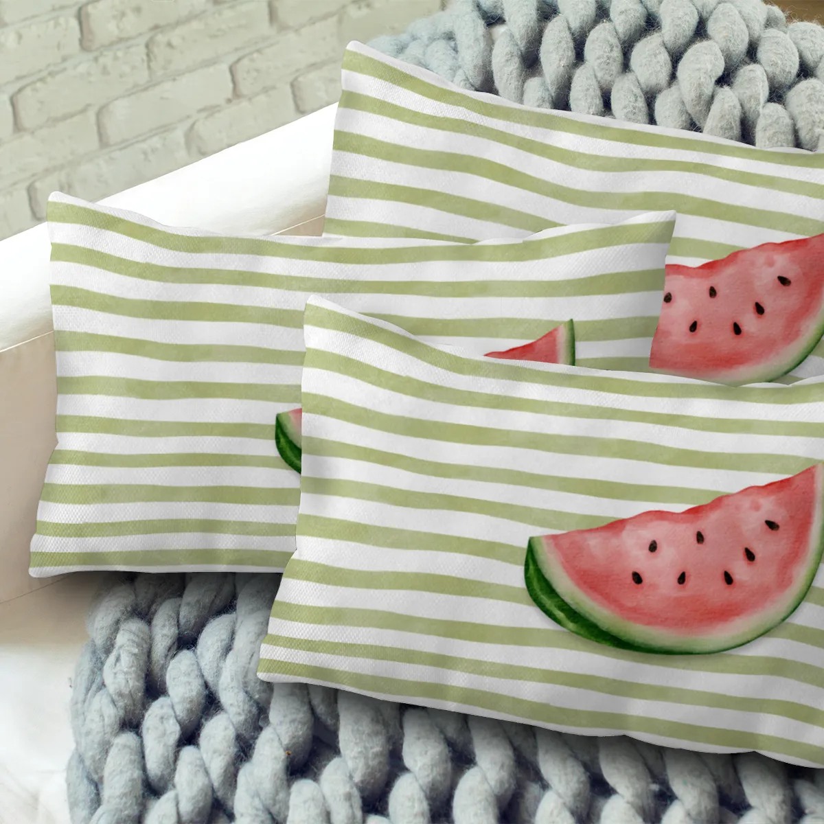 Samtkissenbezug Melon Stripes