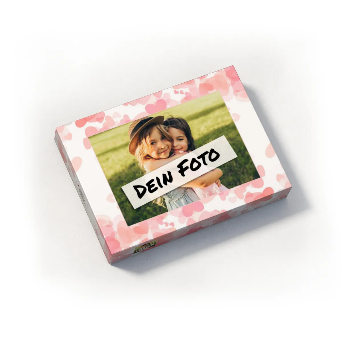 Fotopuzzle mit eigenem Bild - Fotopuzzle selbst gestalten 1000 Teile - Schachtel Herzen rosa - Puzzle mit Foto personalisiert - Geschenk Valentin Herzen rosa 1000 Teile Quer