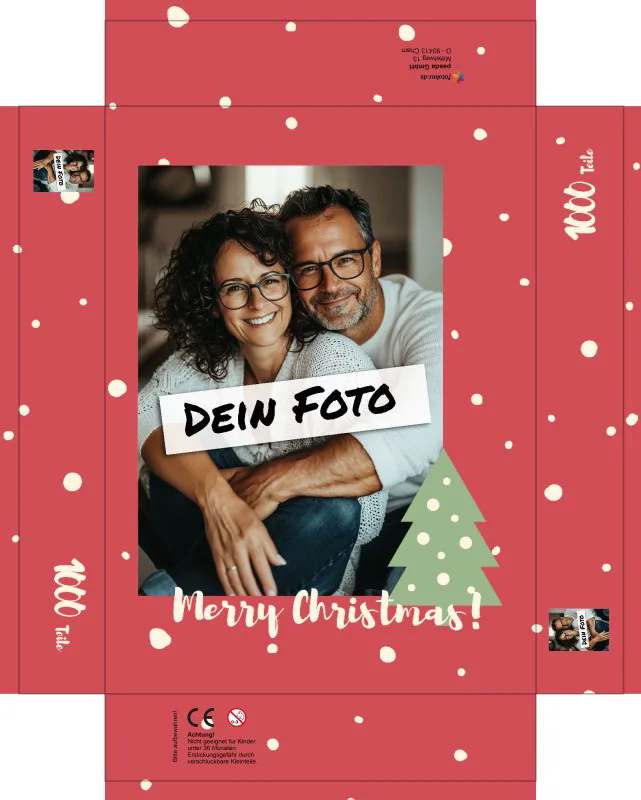 Fotopuzzle mit eigenem Bild - Fotopuzzle selbst gestalten 1000 Teile - Schachtel Merry Christmas - 1000 Teile Puzzle mit Foto - Geschenk Weihnachten MerryChristmas 1000 Teile Quer