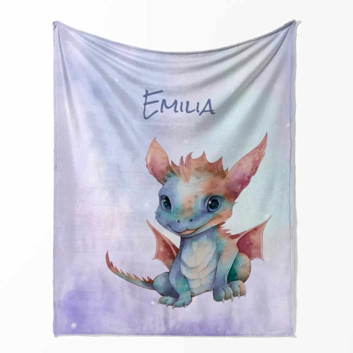 Wohndecke mit Namen personalisierbar, Kuscheldecke, Namensdecke mit Drachen, Geschenkidee Geburtstag Motiv Drache 1 140 x 200 cm