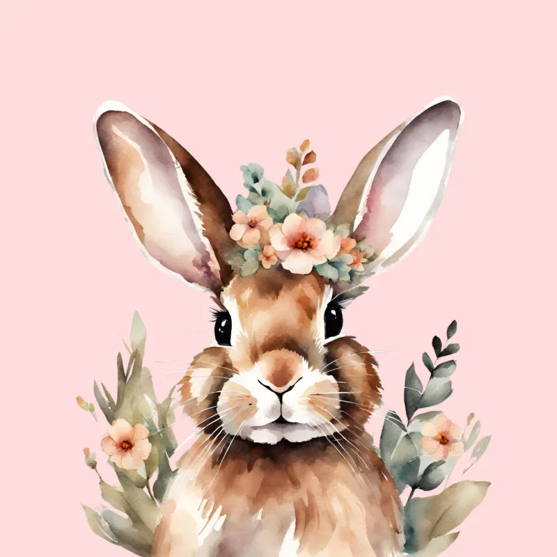 Samtkissenbezug Hase mit Blümchen - Osterdeko