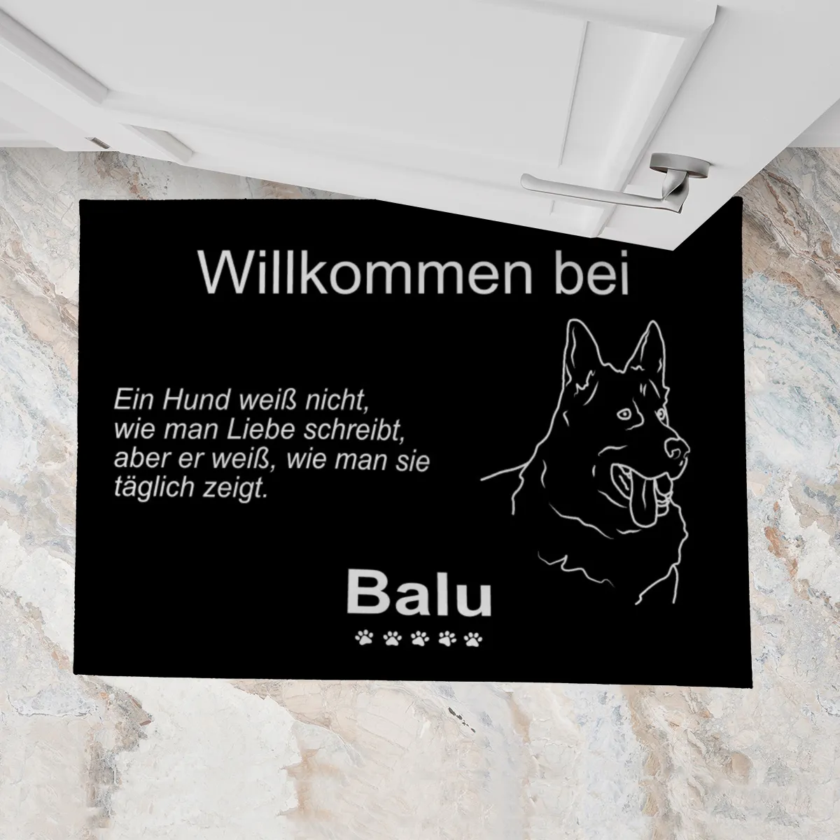 Personalisierte Fußmatte mit Französischer Bulldogge schwarz 70 x 50 cm