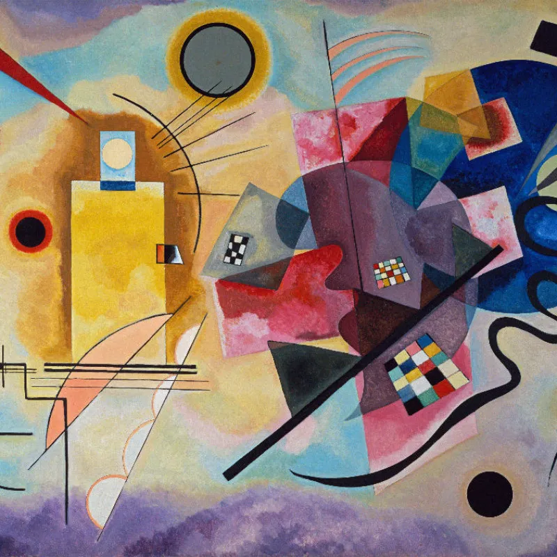 Samtkissenbezug Gelb, rot und blau Kandinsky