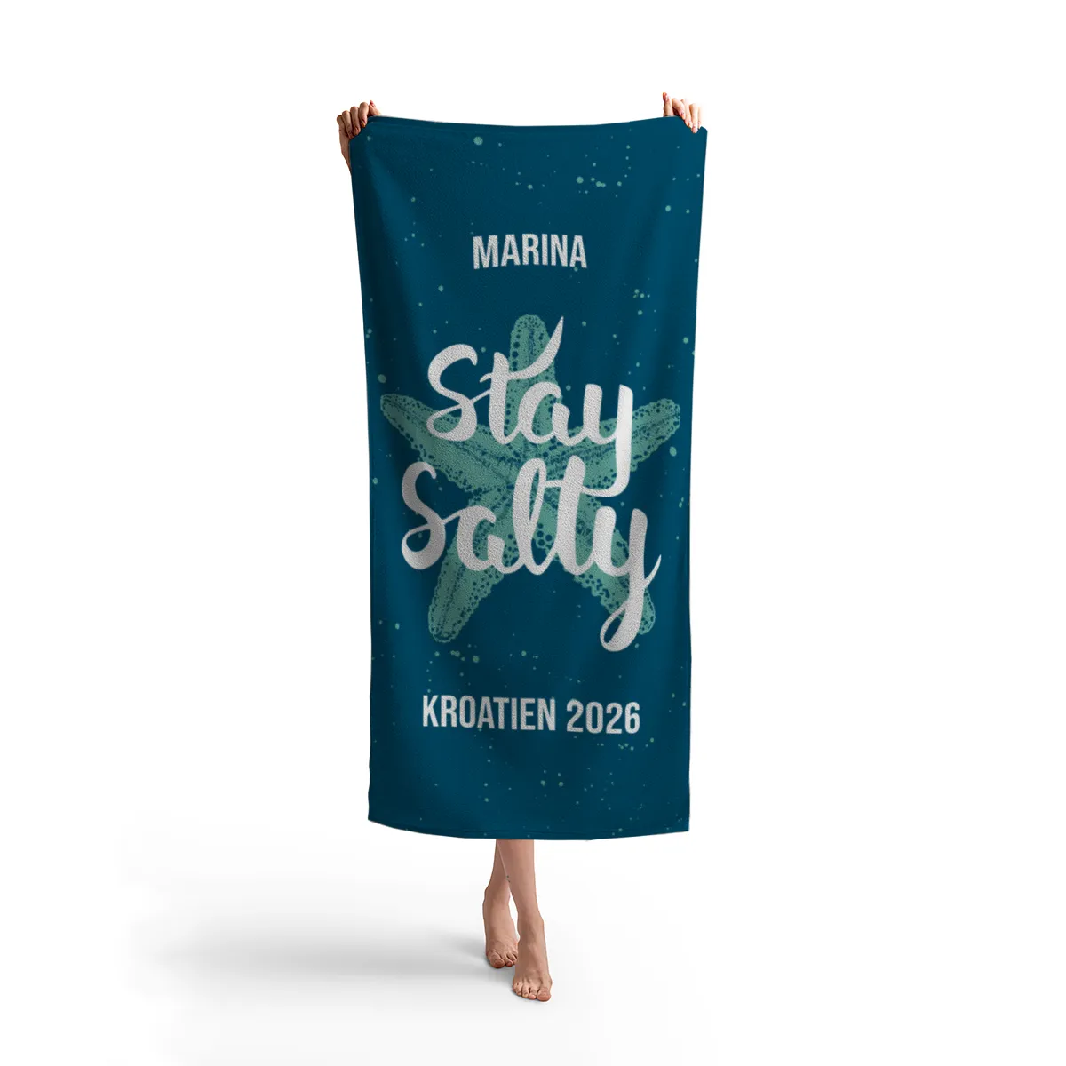 Badetuch Sommer - mit Namen personalisierbar - personalisiertes Namens-Badetuch - Strandtuch mit Wunschtext - Stay Salty