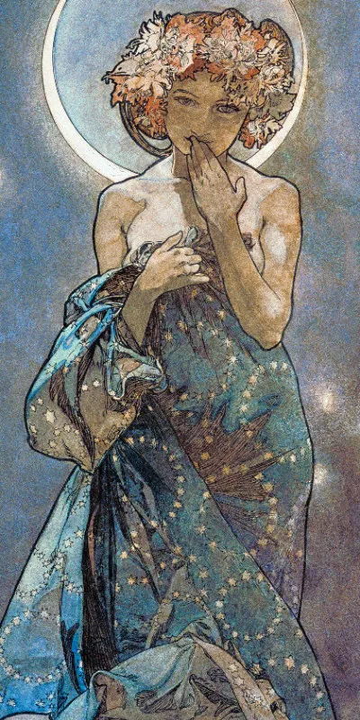 Handtuch Sterne: Der Mond - Alfons Mucha