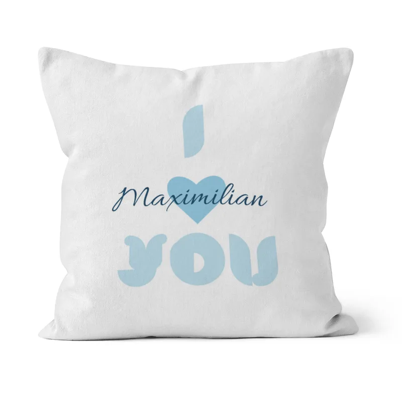 Samtkissenbezug I love you - mit Namen personalisierbar - Geschenkidee Valentinstag Love blue 50 x 50 cm