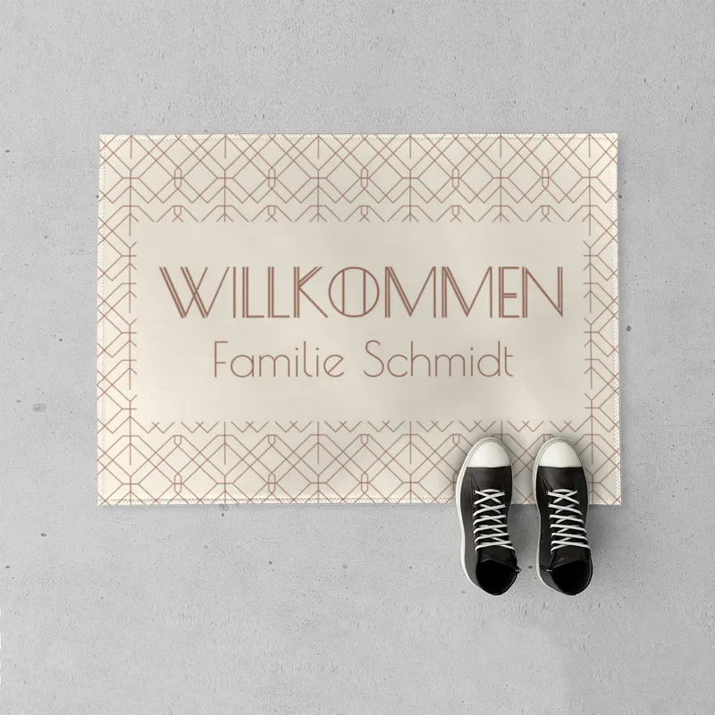 Fußmatte personalisiert Vintage Chic - Geschenkidee für Familie, Paare, zum Einzug - Türvorleger mit Namen bedruckt Vintage Chic 70 x 50 cm