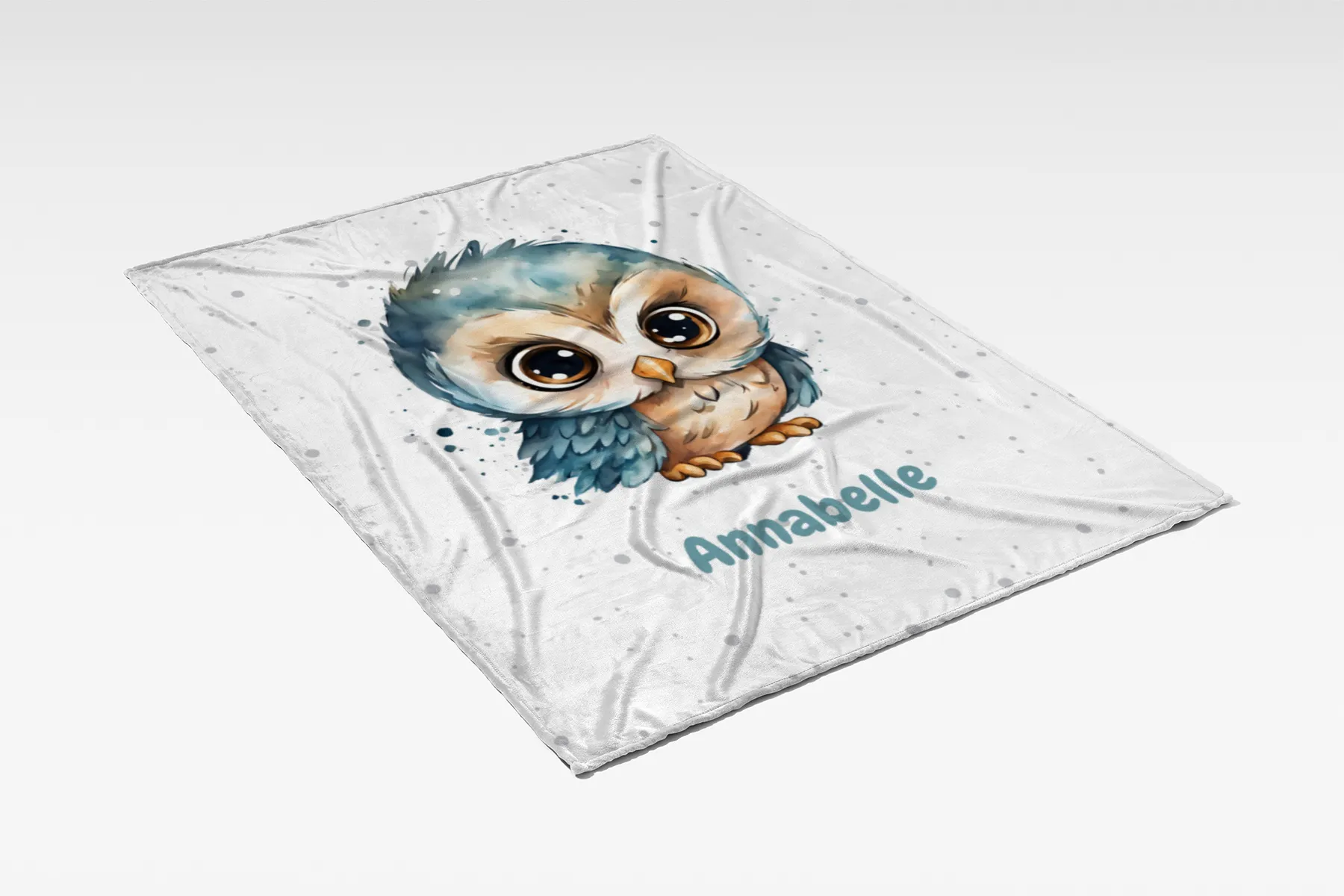 Personalisierte Kuscheldecke mit niedlicher Eule - Decke 75 x 100 cm mit Namen personalisierbar - Geschenkidee Baby - Geschenkidee Geburt Eule 75 x 100 cm