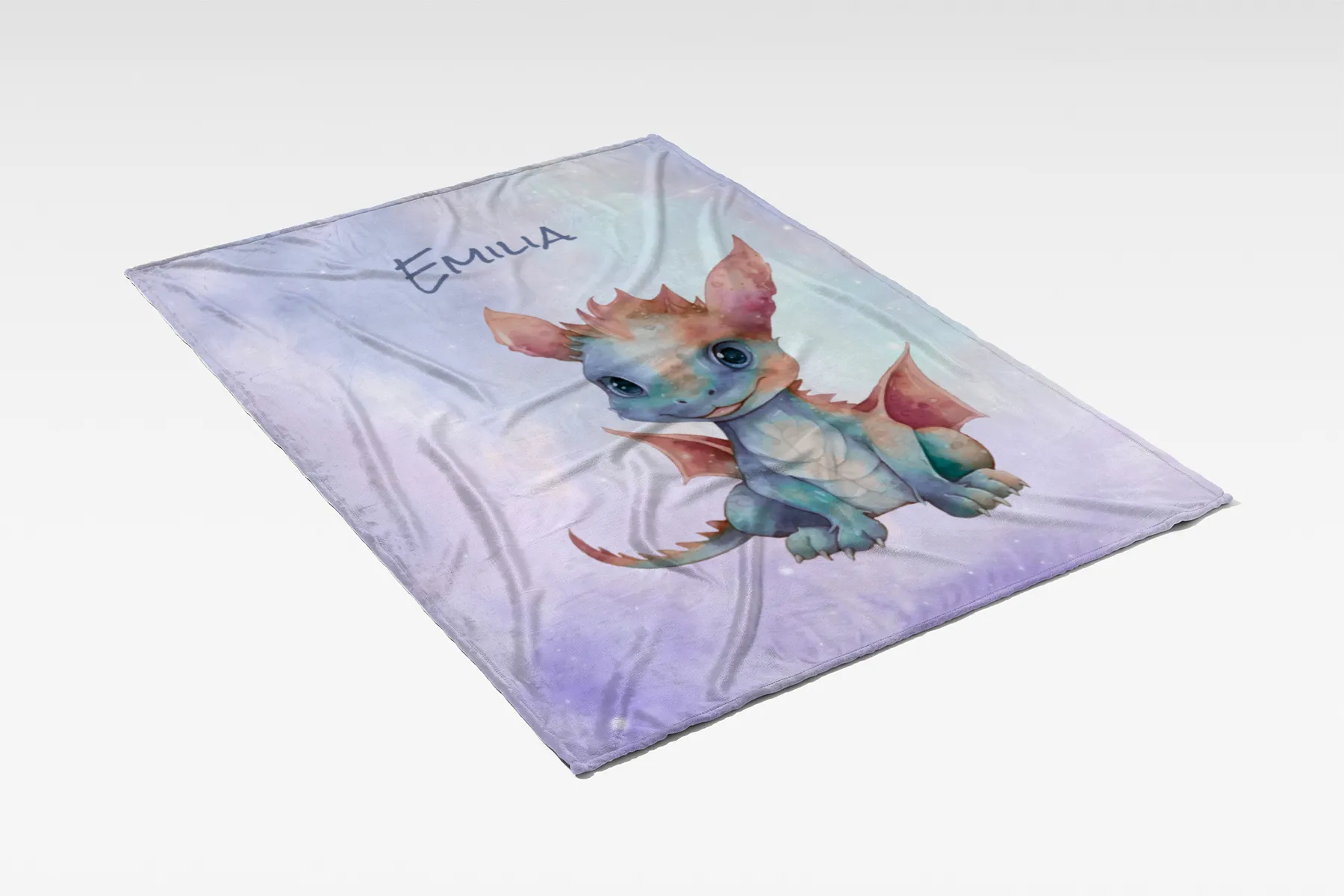 Wohndecke mit Namen personalisierbar, Kuscheldecke, Namensdecke mit Drachen, Geschenkidee Geburtstag Motiv Drache 1 140 x 200 cm