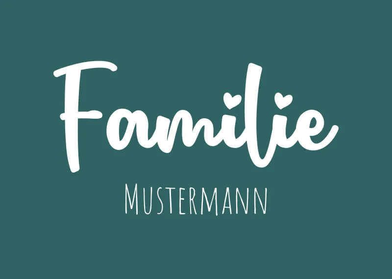 Fußmatte personalisiert Familie - Geschenkidee für Familie, zum Einzug - Fussmatte mit Namen bedruckt Familie Herzen 70 x 50 cm