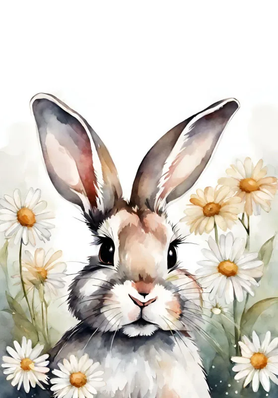 Wohndecke Häschen mit Gänseblümchen
