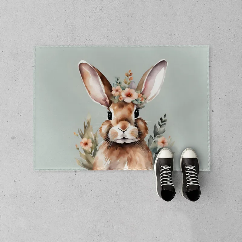 Fußmatte Hase mit Blümchen