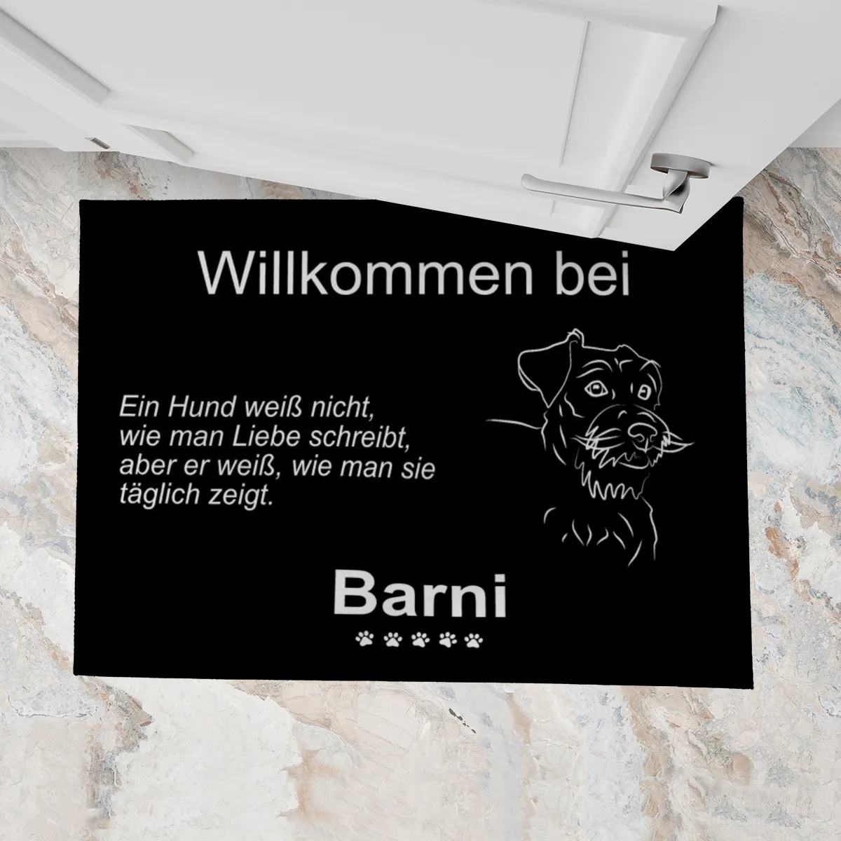 Personalisierte Fußmatte mit Französischer Bulldogge schwarz 70 x 50 cm