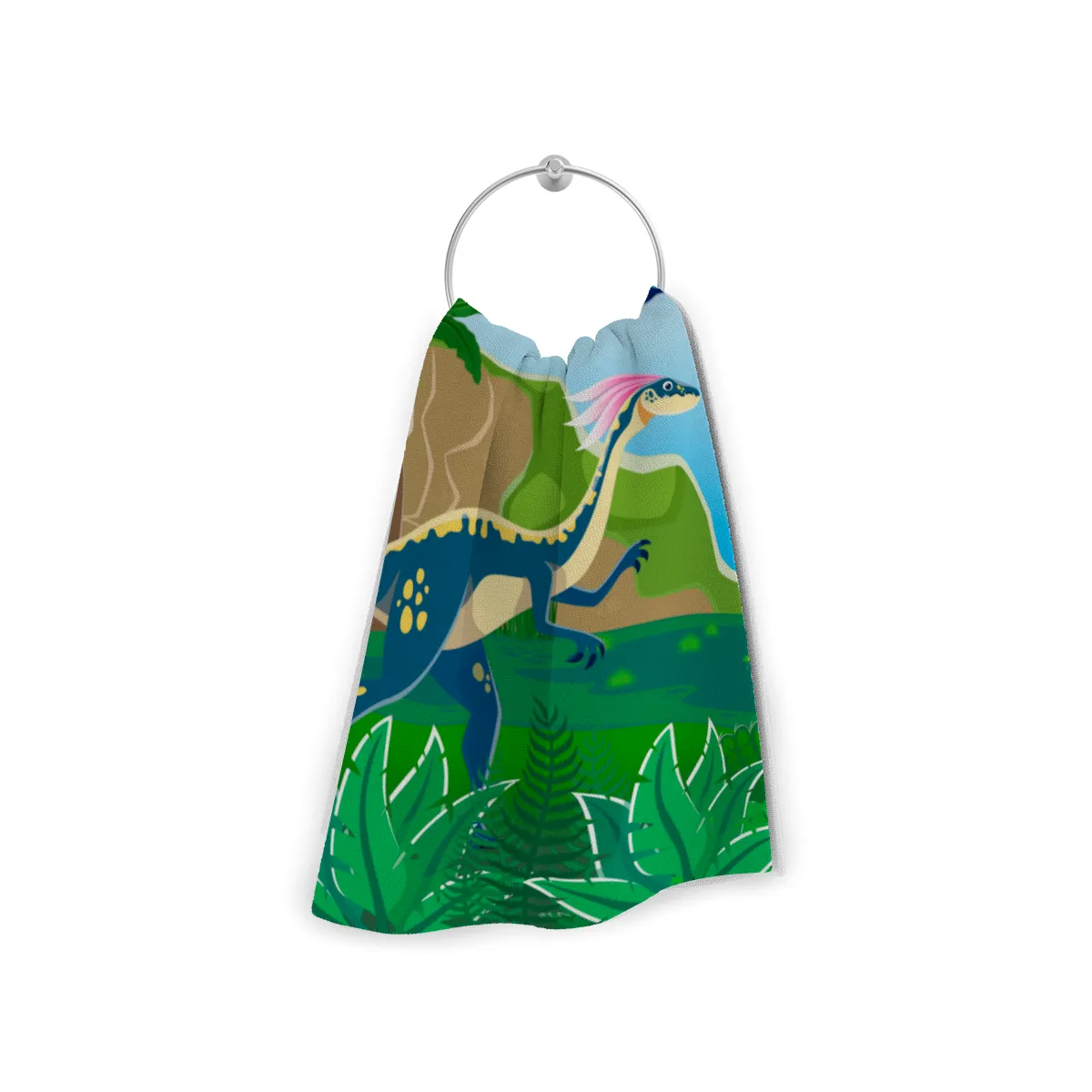 Dinosaurier-Handtuch mit Namen personalisierbar - personalisiertes Namens-Handtuch - Kinderhandtuch mit Wunschtext - Dinowelt