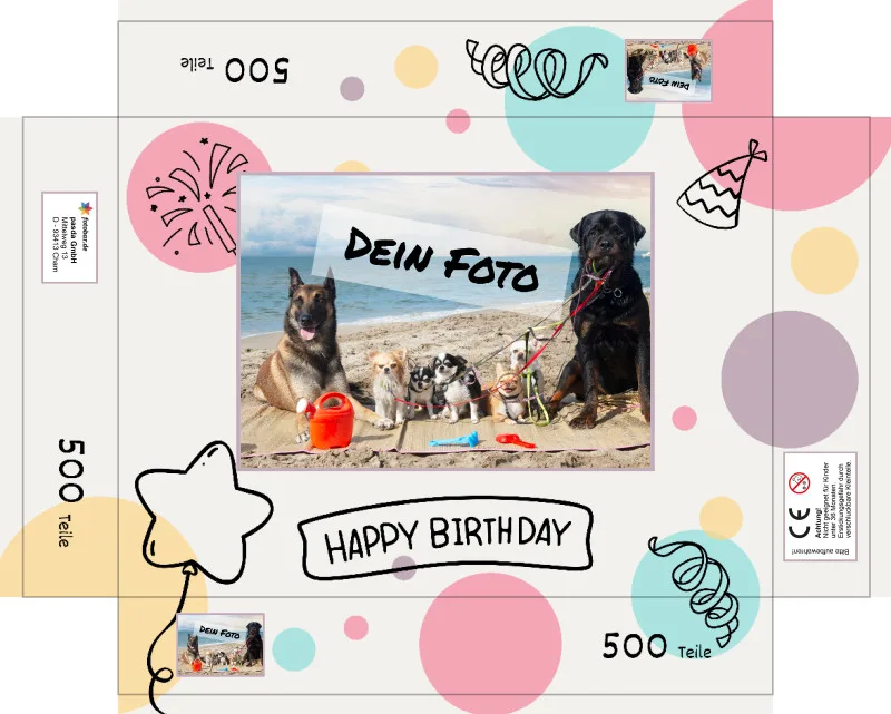 Fotopuzzle mit eigenem Bild - Fotopuzzle selbst gestalten 1000 Teile Hochformat - Schachtel Happy Birthday - Puzzle mit Foto personalisiert - Geschenk Geburtstag Happy Birthday 1000 Teile Hoch