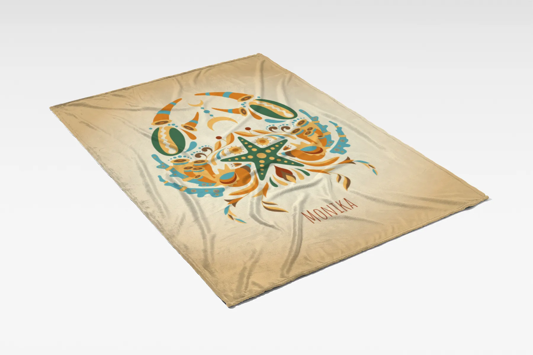Sternzeichen Wohndecke Wassermann floral mit Namen personalisierbar