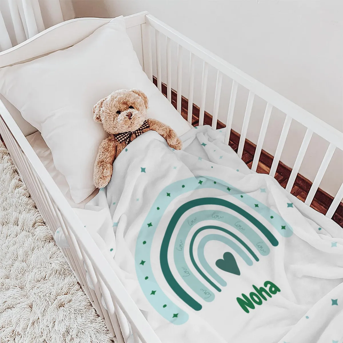 Personalisierte Babydecke rosa 75 x 100 cm