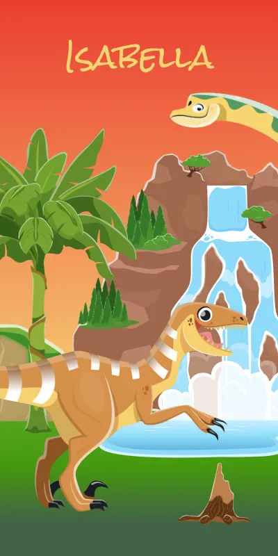 Dinosaurier-Handtuch mit Namen personalisierbar - personalisiertes Namens-Handtuch - Kinderhandtuch mit Wunschtext - Dinowelt