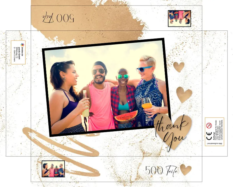 Fotopuzzle mit eigenem Bild - Puzzle selbst gestalten 1000 Teile - Schachtel Thank you - mit Foto personalisiert - Geschenk Geburtstag, Freundschaft