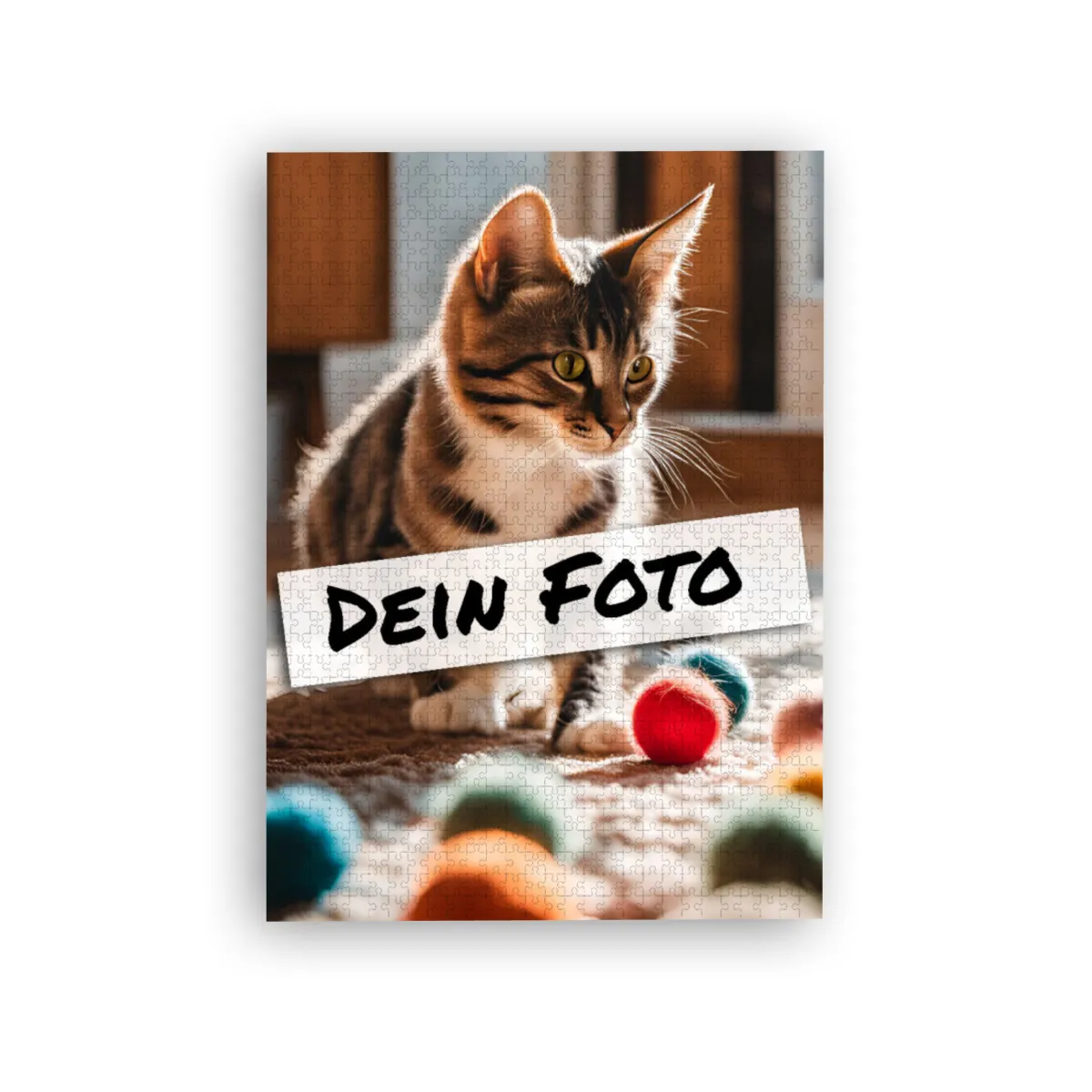 Fotopuzzle mit eigenem Bild - Puzzle selbst gestalten 1000 Teile - Schachtel Meow - mit Foto personalisiert - Geschenk Katzenfans Meow 1000 Teile Quer