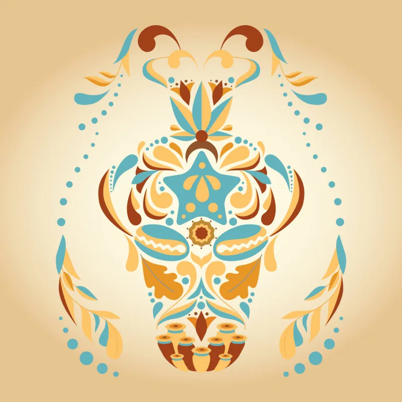 Samtkissen Zodiac Art – Löwe floral