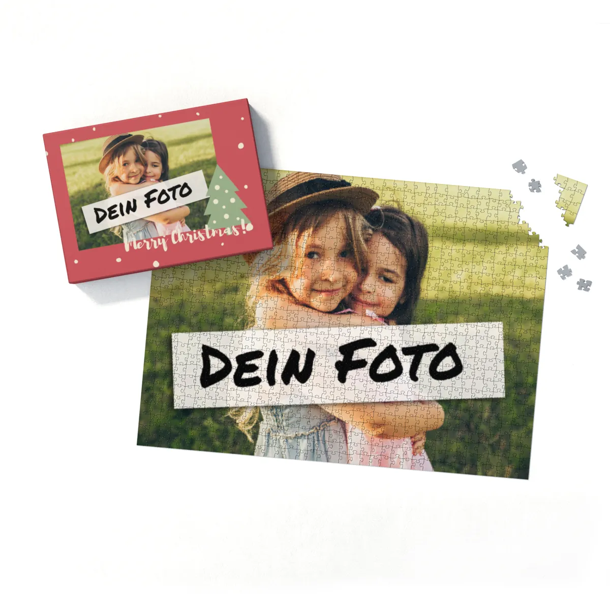Fotopuzzle mit eigenem Bild - Fotopuzzle selbst gestalten 1000 Teile - Schachtel Merry Christmas - 1000 Teile Puzzle mit Foto - Geschenk Weihnachten MerryChristmas 1000 Teile Quer