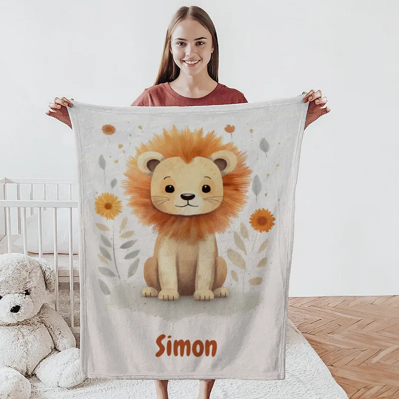 Babydecke - Namensdecke Kleiner Löwe personalisierbar multi 75 x 100 cm