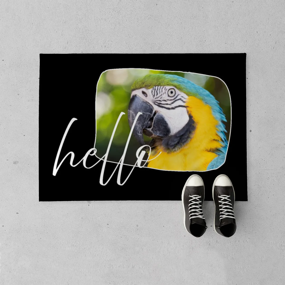 Fußmatte Hello personalisiert mit Foto - Geschenkidee für Familie, Paare, zum Einzug - Türvorleger mit Bild bedruckt Hello 1 Foto 70 x 50 cm