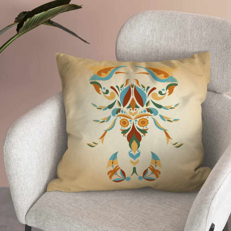 Samtkissen Zodiac Art – Löwe floral