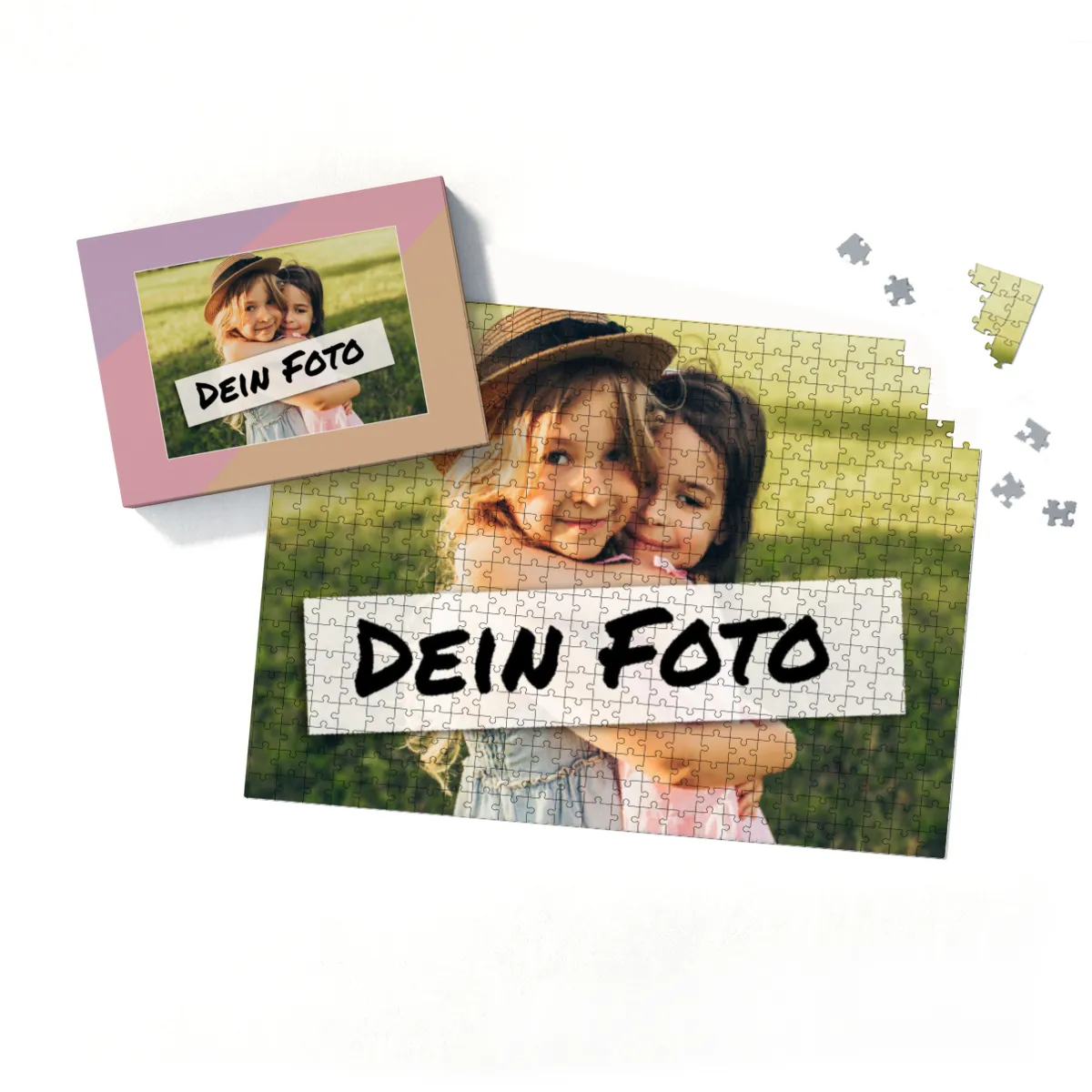 Fotopuzzle mit eigenem Bild - Fotopuzzle selbst gestalten 1000 Teile - Schachtel Pastellfarben - 1000 Teile Puzzle mit Foto - Geschenk Geburtstag Pastell 1000 Teile Quer