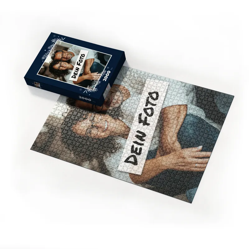 Fotopuzzle mit eigenem Bild - Fotopuzzle selbst gestalten 1000 Teile - Schachtel Weihnachtszweige - 1000 Teile Puzzle mit Foto - Geschenk Weihnachten Weihnachtszweige 1000 Teile Quer