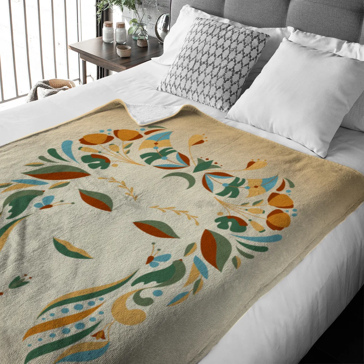 Sternzeichen Wohndecke Wassermann floral mit Namen personalisierbar