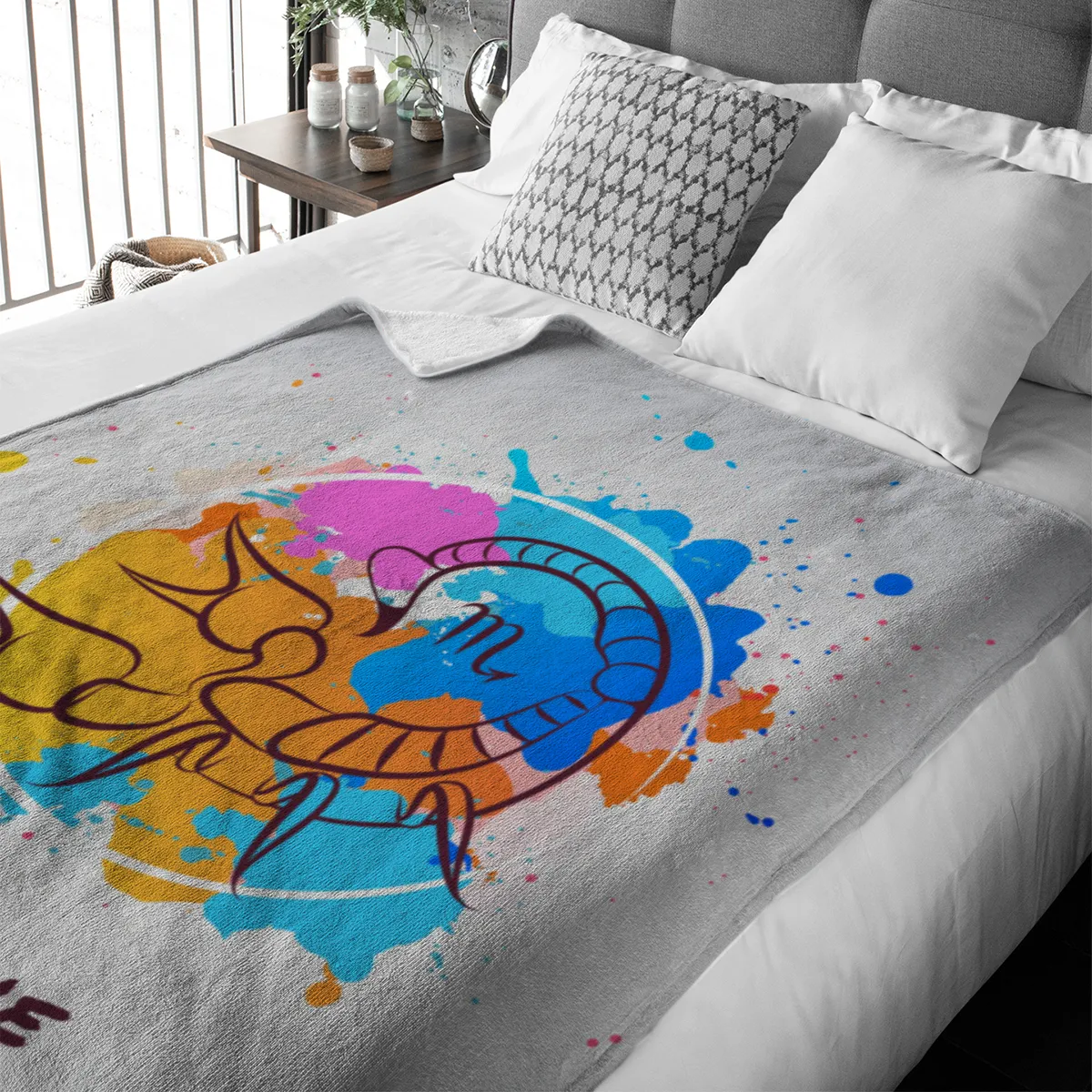 Sternzeichen Wohndecke Wassermann Splashes mit Namen personalisierbar
