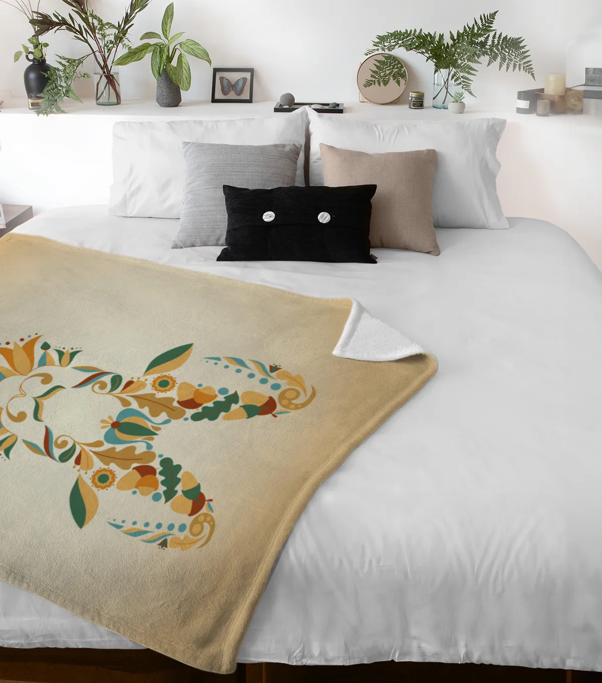 Sternzeichen Wohndecke Wassermann floral mit Namen personalisierbar