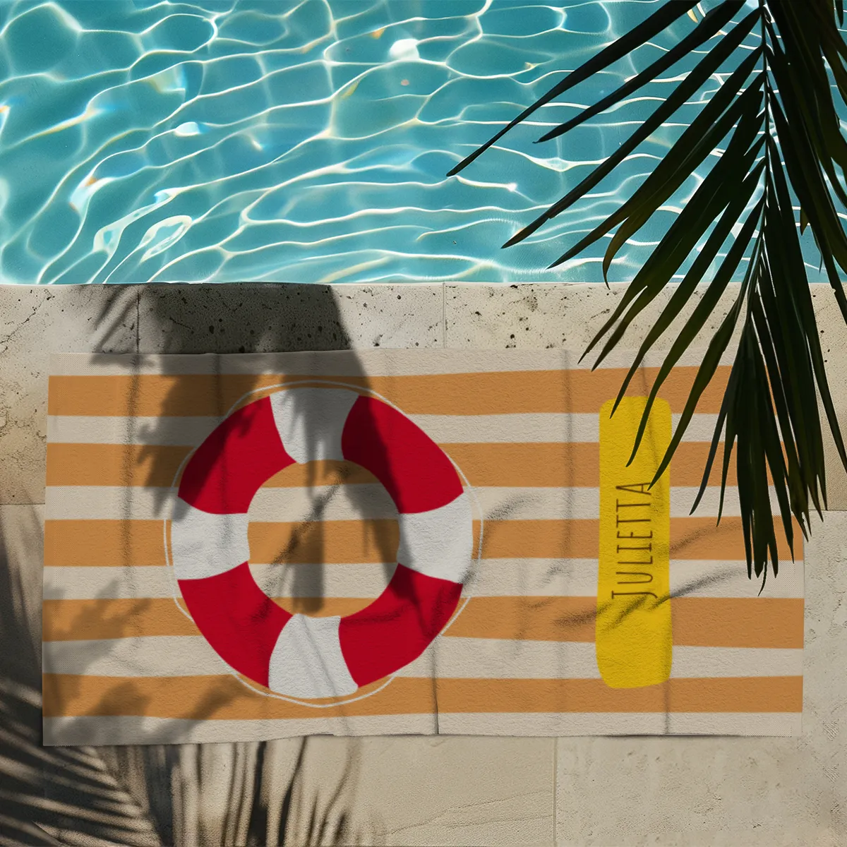 Badetuch Sommer - mit Namen personalisierbar - personalisiertes Namens-Badetuch - Strandtuch mit Wunschtext -
