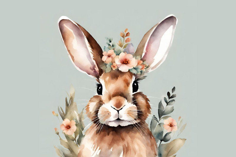 Kissenbezug Hase mit Blümchen