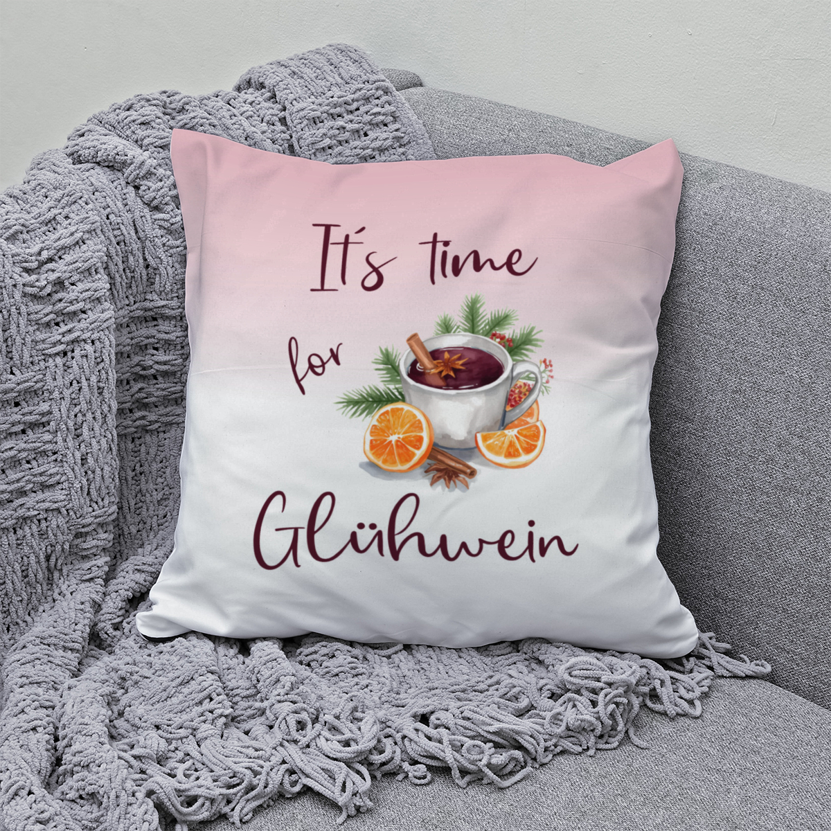 Samtkissenbezug Its time for Glühwein