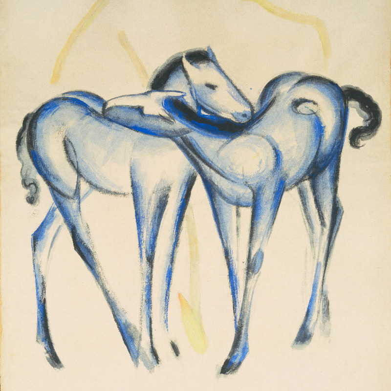 Samtkissenbezug Zwei blaue Pferde