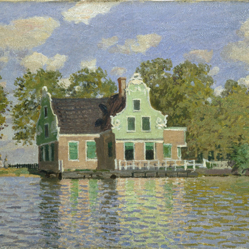 Samtkissenbezug Häuser am Wasser Monet