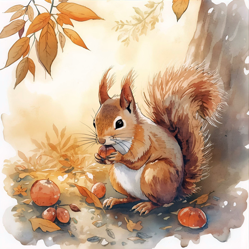 Samtkissenbezug Eichhörnchen im Herbst