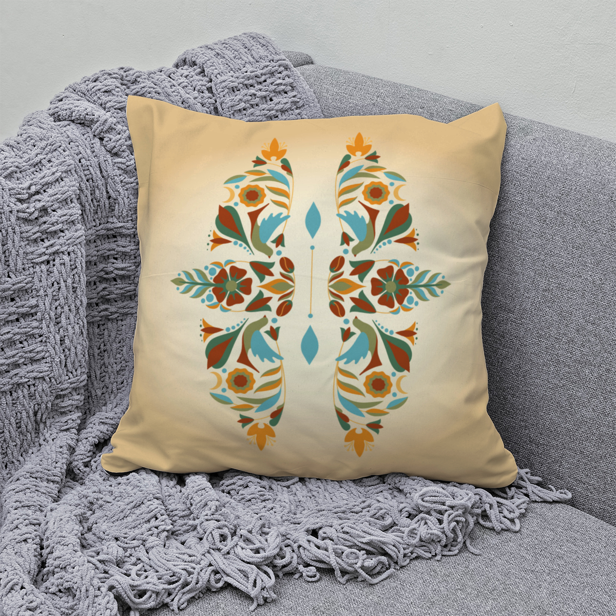 Samtkissen Zodiac Art – Zwillinge floral