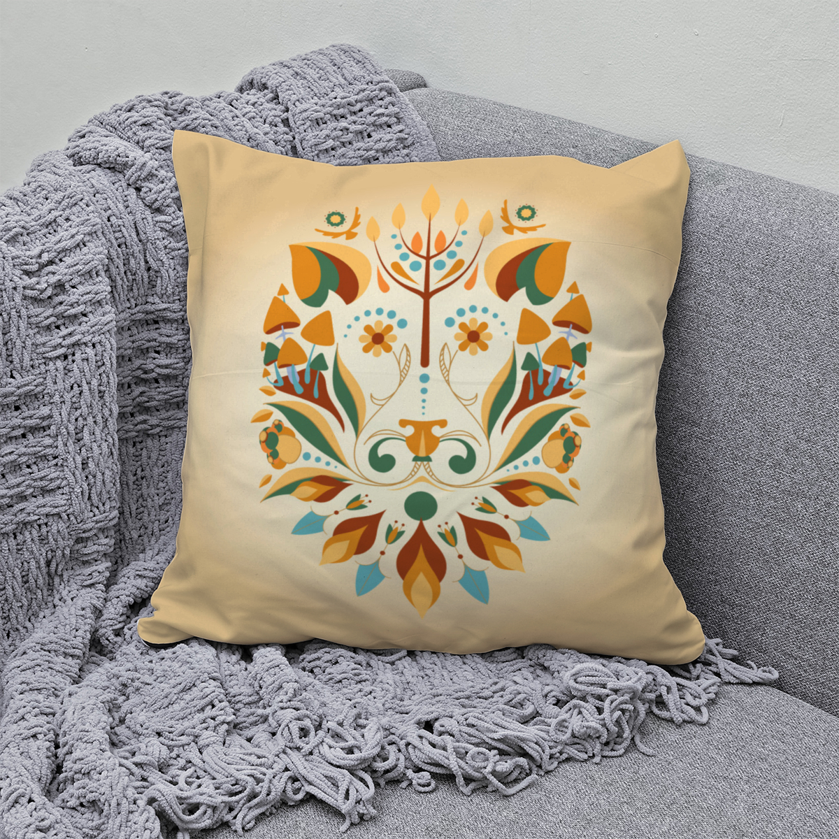 Samtkissen Zodiac Art – Löwe floral