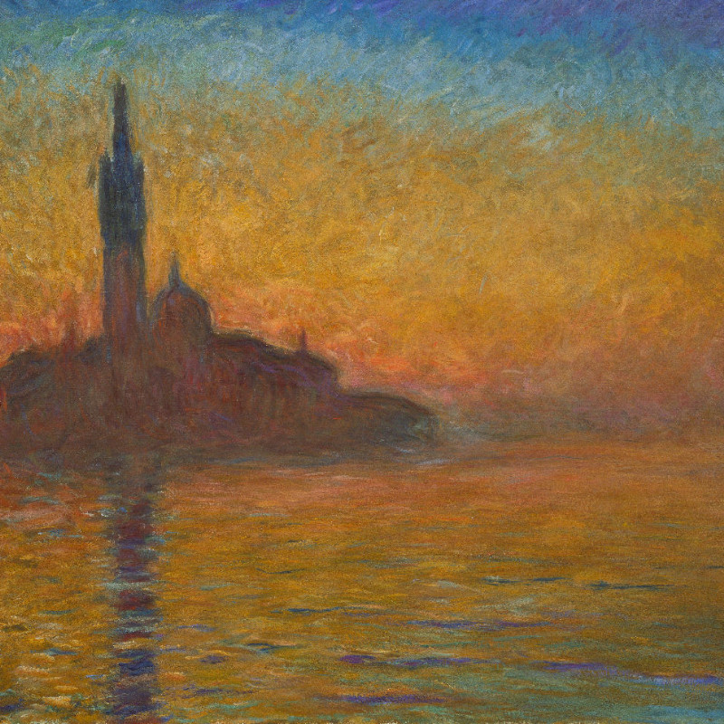 Samtkissenbezug Venedig bei Sonnenuntergang Monet