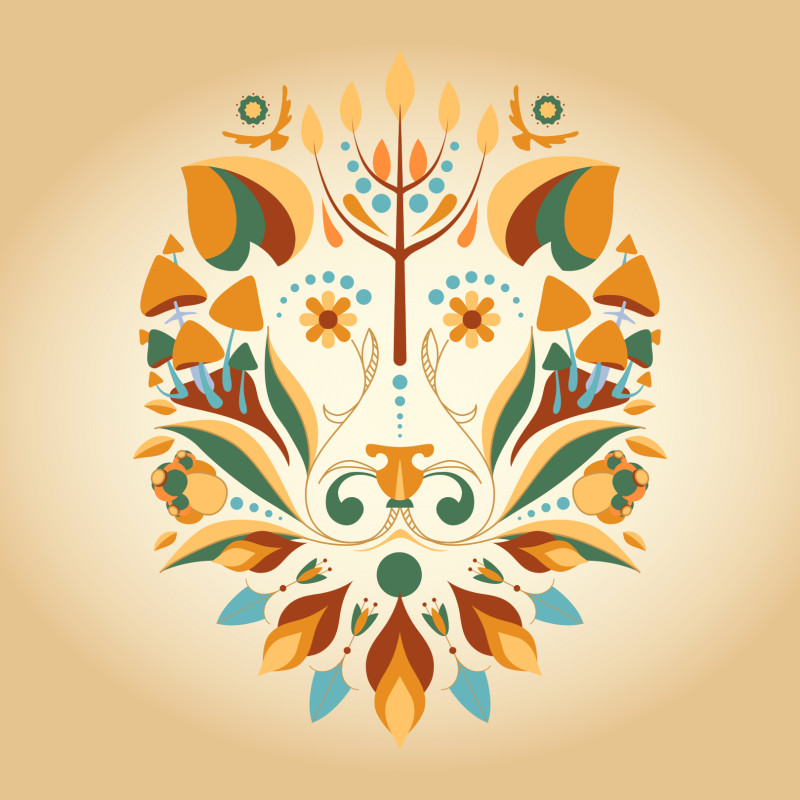 Samtkissen Zodiac Art – Löwe floral