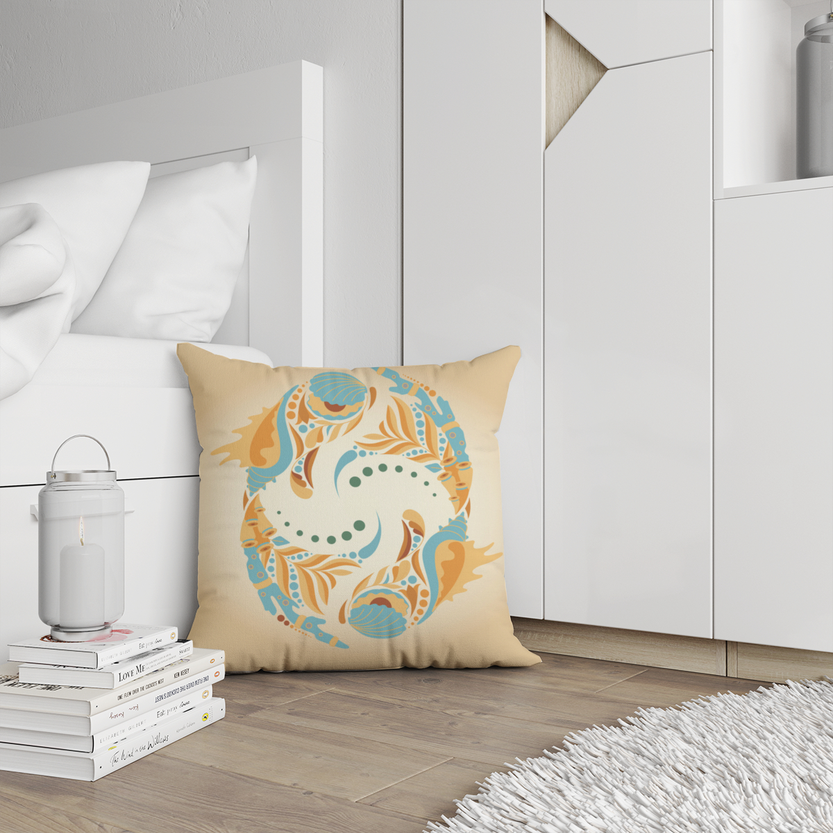 Samtkissen Zodiac Art – Fische floral