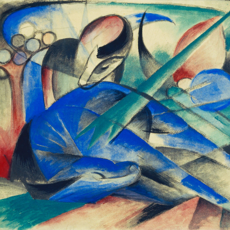 Samtkissenbezug Träumendes Pferd - Franz Marc 