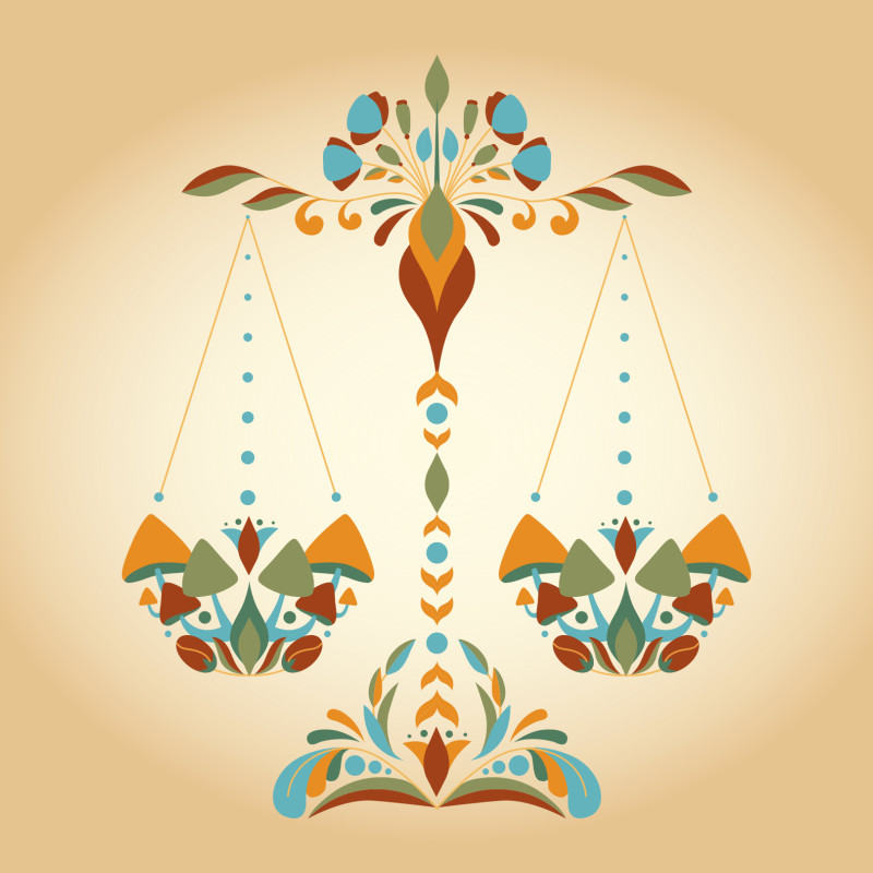 Samtkissen Zodiac Art – Waage floral